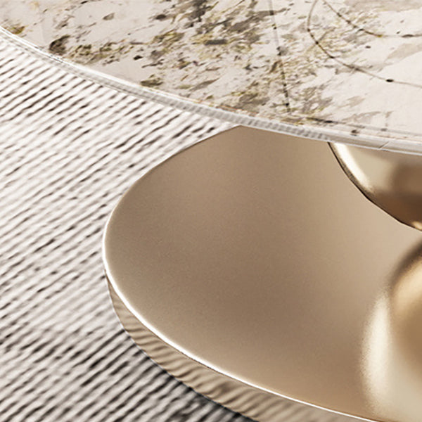 Mesa de centro elíptica de pizarra Glam de 27,6" D Mesa de cóctel abstracta con estante de piso