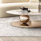 Mesa de centro elíptica de pizarra Glam de 27,6" D Mesa de cóctel abstracta con estante de piso