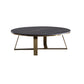 Black Round Slate Coffee Table Luxurious Steel Frame Cocktail Table