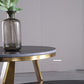 Black Round Slate Coffee Table Luxurious Steel Frame Cocktail Table