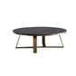 Black Round Slate Coffee Table Luxurious Steel Frame Cocktail Table