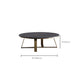 Black Round Slate Coffee Table Luxurious Steel Frame Cocktail Table