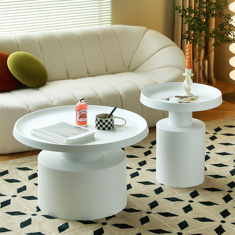 Mid-century Modern Round Tray Top Coffee Table Iron Pedestal Cocktail Table