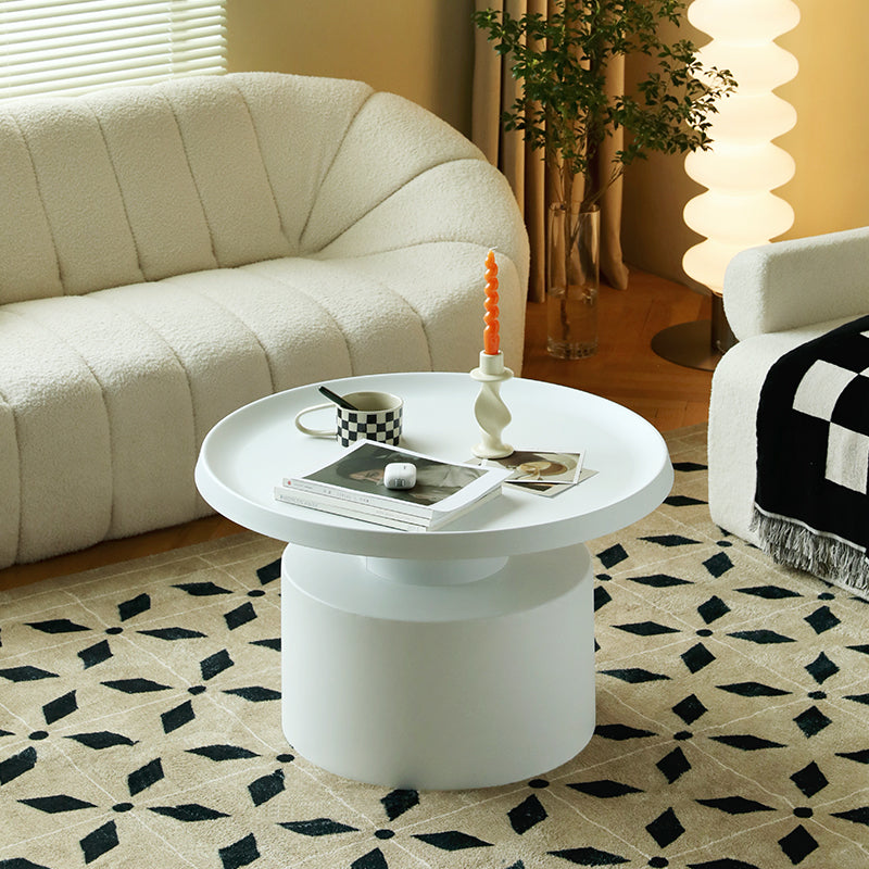 Mid-century Modern Round Tray Top Coffee Table Iron Pedestal Cocktail Table