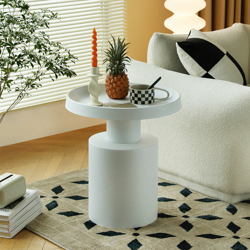 Mid-century Modern Round Tray Top Coffee Table Iron Pedestal Cocktail Table