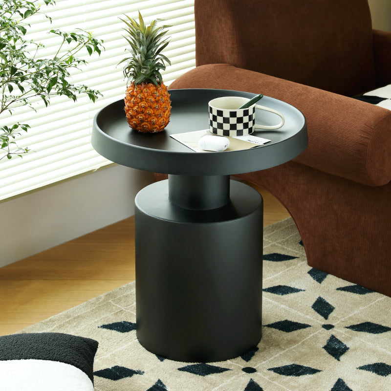 Mid-century Modern Round Tray Top Coffee Table Iron Pedestal Cocktail Table