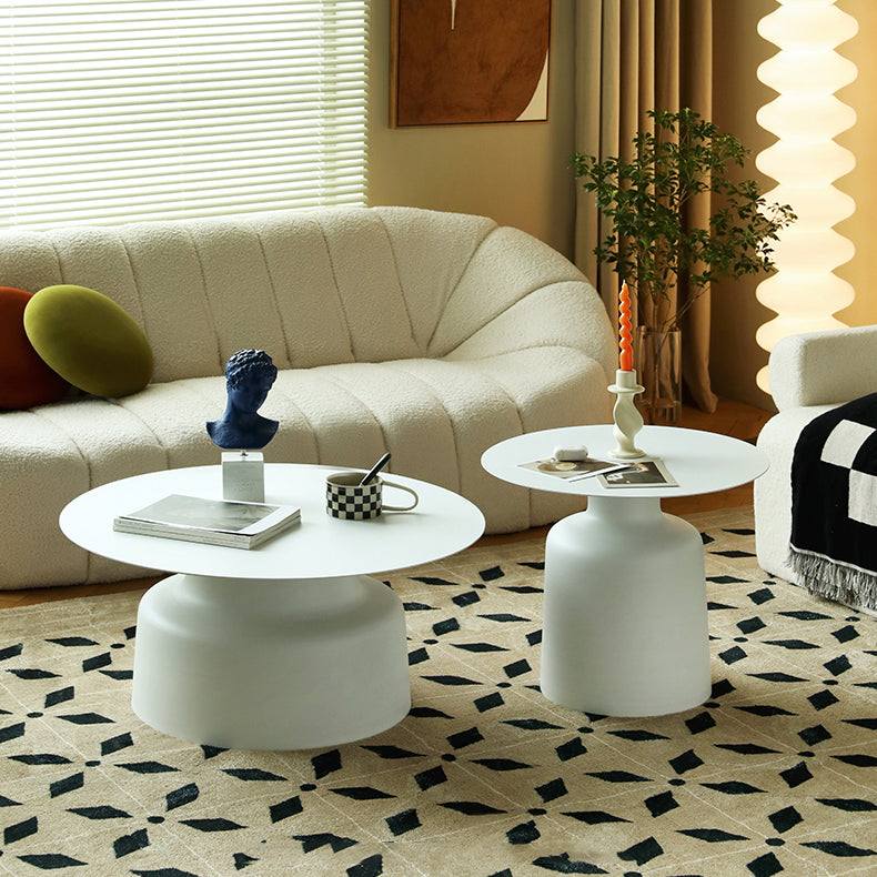 Mid-century Modern Round Tray Top Coffee Table Iron Pedestal Cocktail Table