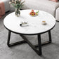 Glam Slate Round Cocktail Table in White 17.7" H Frame Coffee Table