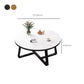 Glam Slate Round Cocktail Table in White 17.7" H Frame Coffee Table