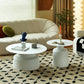 Mid-century Modern Pedestal Cocktail Table Iron Round Top Coffee Table 31.5"L x 31.5"W x 16"H + 22"L x 22"W x 18.5"H White Clearhalo 'Coffee & Accent Tables' 'Coffee Tables' 'coffee_tables' 'furn' 'furn_coffee_tables' 'Furniture' 'Living Room Furniture' 6376504