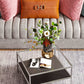 Contemporary Square Top Coffee Table with Glass Top and 4 Legs