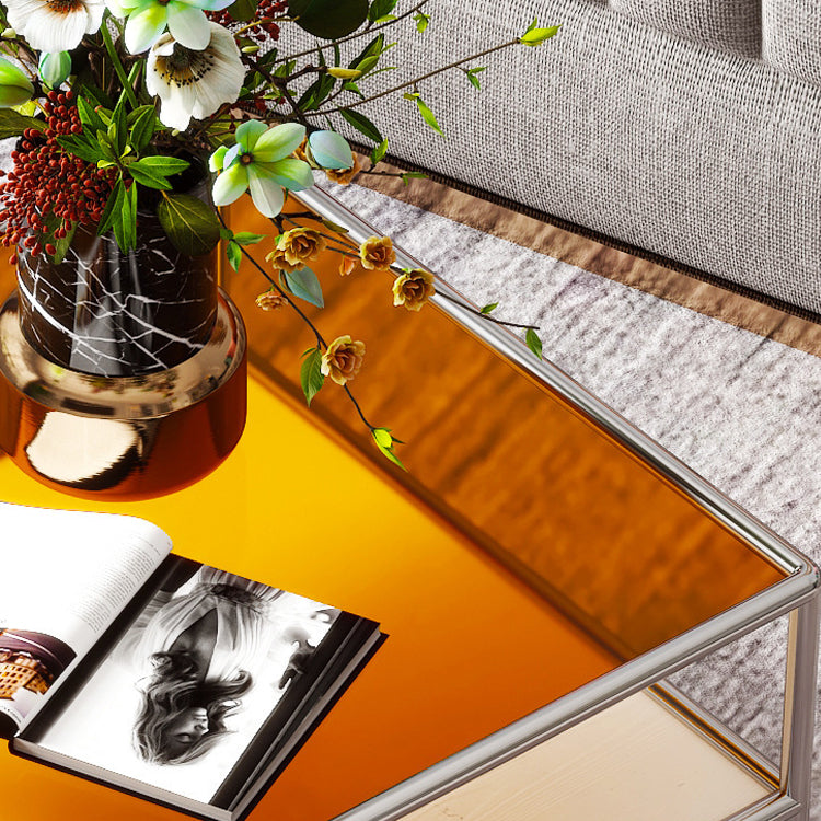 Contemporary Square Top Coffee Table with Glass Top and 4 Legs