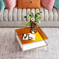 Contemporary Square Top Coffee Table with Glass Top and 4 Legs