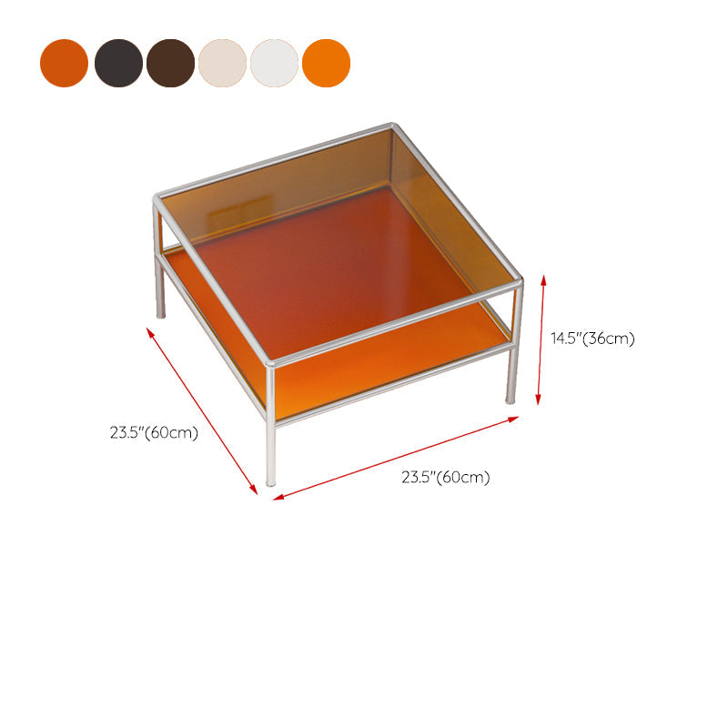 Contemporary Square Top Coffee Table with Glass Top and 4 Legs