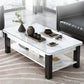 Rectangular Glass 4 Legs Coffee Cocktail Table with Storage Shelf Glass White Clearhalo 'Coffee & Accent Tables' 'Coffee Tables' 'coffee_tables' 'furn' 'furn_coffee_tables' 'Furniture' 'Living Room Furniture' 6376543