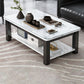 Rectangular Glass 4 Legs Coffee Cocktail Table with Storage Shelf Clearhalo 'Coffee & Accent Tables' 'Coffee Tables' 'coffee_tables' 'furn' 'furn_coffee_tables' 'Furniture' 'Living Room Furniture' 6376544