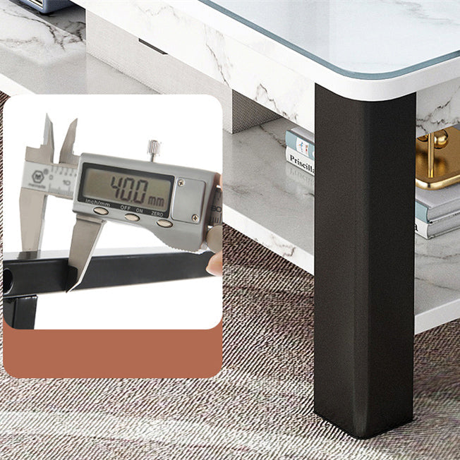 Rectangular Glass 4 Legs Coffee Cocktail Table with Storage Shelf Clearhalo 'Coffee & Accent Tables' 'Coffee Tables' 'coffee_tables' 'furn' 'furn_coffee_tables' 'Furniture' 'Living Room Furniture' 6376546