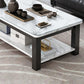 Rectangular Glass 4 Legs Coffee Cocktail Table with Storage Shelf Clearhalo 'Coffee & Accent Tables' 'Coffee Tables' 'coffee_tables' 'furn' 'furn_coffee_tables' 'Furniture' 'Living Room Furniture' 6376549