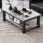 Rectangular Glass 4 Legs Coffee Cocktail Table with Storage Shelf Glass Gray Clearhalo 'Coffee & Accent Tables' 'Coffee Tables' 'coffee_tables' 'furn' 'furn_coffee_tables' 'Furniture' 'Living Room Furniture' 6376553