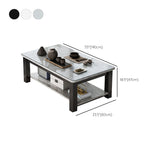 Rectangular Glass 4 Legs Coffee Cocktail Table with Storage Shelf