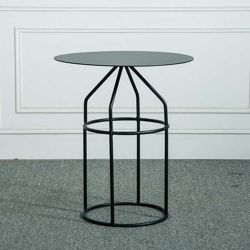 Mid-Century Modern Frame Base Cocktail Table Metal Round Coffee Table 16"L x 16"W x 18.5"H Black Clearhalo 'Coffee & Accent Tables' 'Coffee Tables' 'coffee_tables' 'furn' 'furn_coffee_tables' 'Furniture' 'Living Room Furniture' 6376562