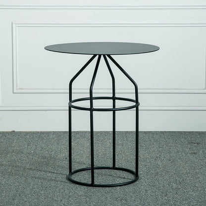 Mid-Century Modern Frame Base Cocktail Table Metal Round Coffee Table 16"L x 16"W x 18.5"H Black Clearhalo 'Coffee & Accent Tables' 'Coffee Tables' 'coffee_tables' 'furn' 'furn_coffee_tables' 'Furniture' 'Living Room Furniture' 6376562