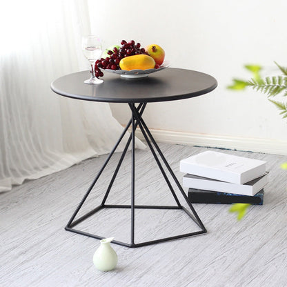 Metal Round Coffee Table Dia 21.65" inch Frame Cocktail Table Black Clearhalo 'Coffee & Accent Tables' 'Coffee Tables' 'coffee_tables' 'furn' 'furn_coffee_tables' 'Furniture' 'Living Room Furniture' 6376577