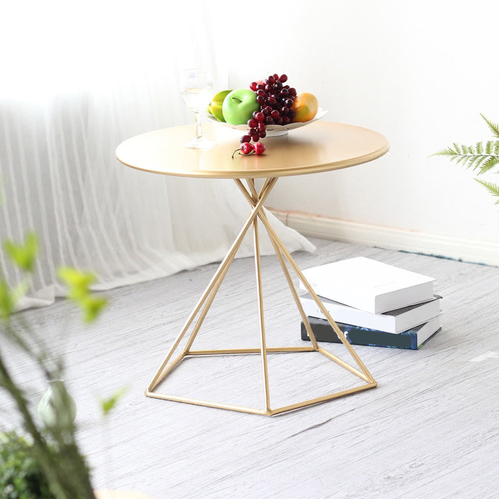 Metal Round Coffee Table Dia 21.65" inch Frame Cocktail Table Gold Clearhalo 'Coffee & Accent Tables' 'Coffee Tables' 'coffee_tables' 'furn' 'furn_coffee_tables' 'Furniture' 'Living Room Furniture' 6376579