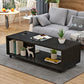 Modern Rectangle Coffee Table 15-inch Wooden Cocktail Table with Storage