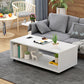 Modern Rectangle Coffee Table 15-inch Wooden Cocktail Table with Storage