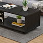 Modern Rectangle Coffee Table 15-inch Wooden Cocktail Table with Storage