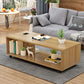 Modern Rectangle Coffee Table 15-inch Wooden Cocktail Table with Storage