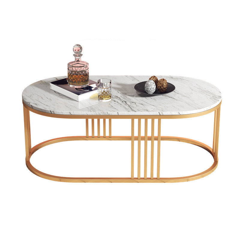 White Marble Top Coffee Table Gold Frame Coffee Cocktail Table Clearhalo 'Coffee & Accent Tables' 'Coffee Tables' 'coffee_tables' 'furn' 'furn_coffee_tables' 'Furniture' 'Living Room Furniture' 6376611