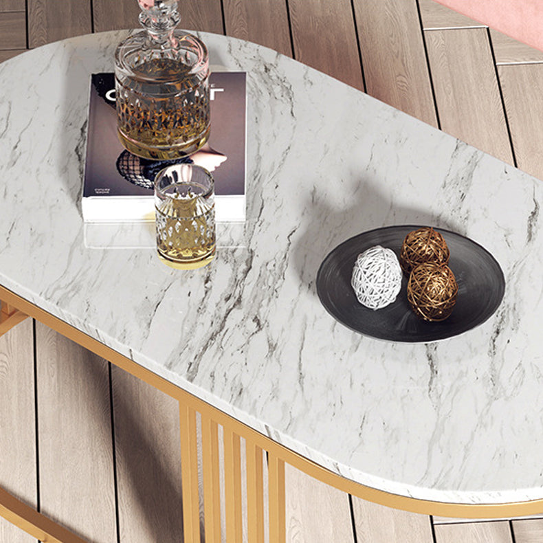 White Marble Top Coffee Table Gold Frame Coffee Cocktail Table Clearhalo 'Coffee & Accent Tables' 'Coffee Tables' 'coffee_tables' 'furn' 'furn_coffee_tables' 'Furniture' 'Living Room Furniture' 6376615