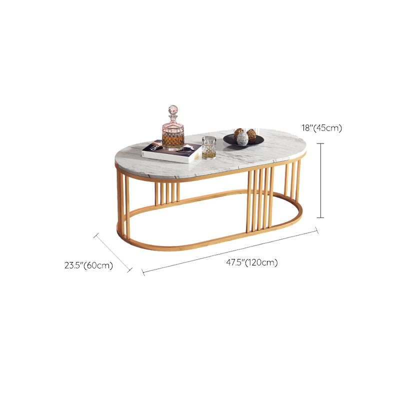 White Marble Top Coffee Table Gold Frame Coffee Cocktail Table Clearhalo 'Coffee & Accent Tables' 'Coffee Tables' 'coffee_tables' 'furn' 'furn_coffee_tables' 'Furniture' 'Living Room Furniture' 6376618