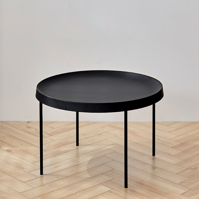 Table basse à plateau rond en acier moderne du milieu du siècle, table de cocktail à 4 pieds