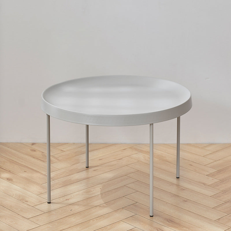 Table basse à plateau rond en acier moderne du milieu du siècle, table de cocktail à 4 pieds