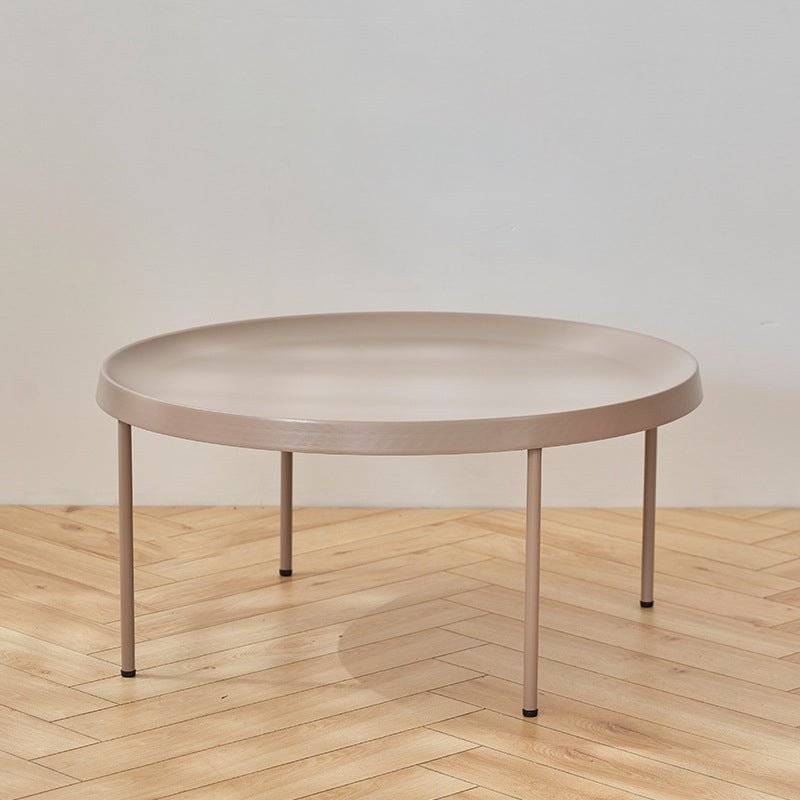 Table basse à plateau rond en acier moderne du milieu du siècle, table de cocktail à 4 pieds