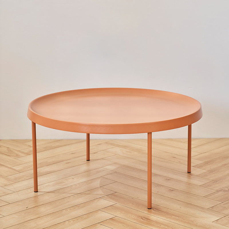 Table basse à plateau rond en acier moderne du milieu du siècle, table de cocktail à 4 pieds