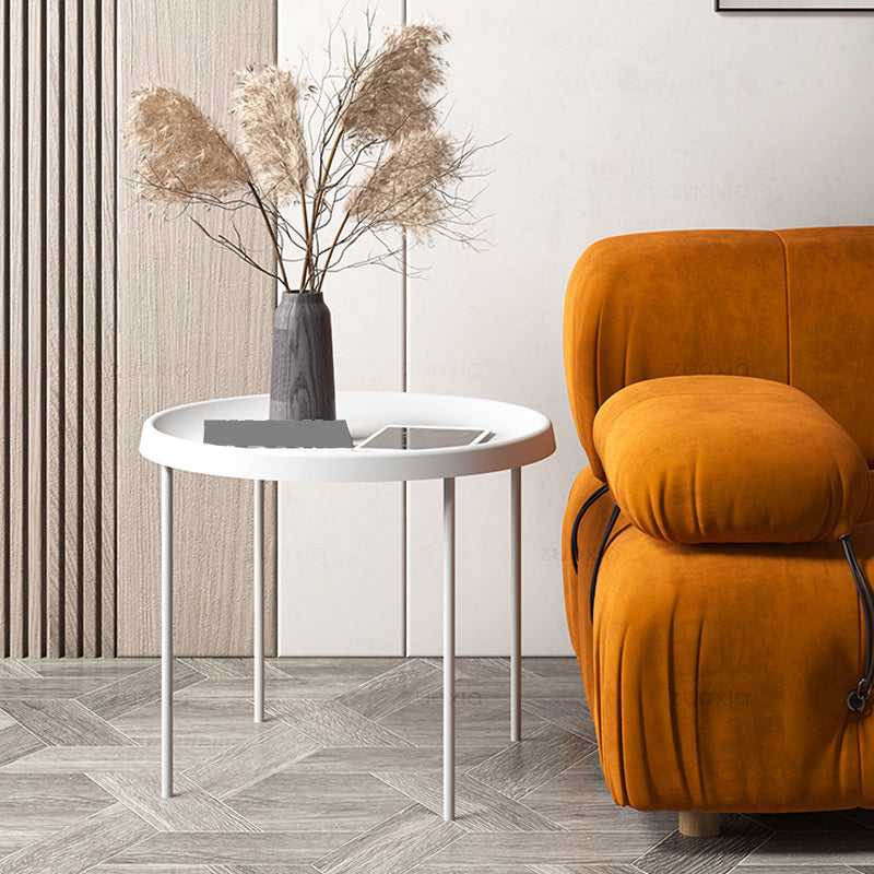 Table basse à plateau rond en acier moderne du milieu du siècle, table de cocktail à 4 pieds