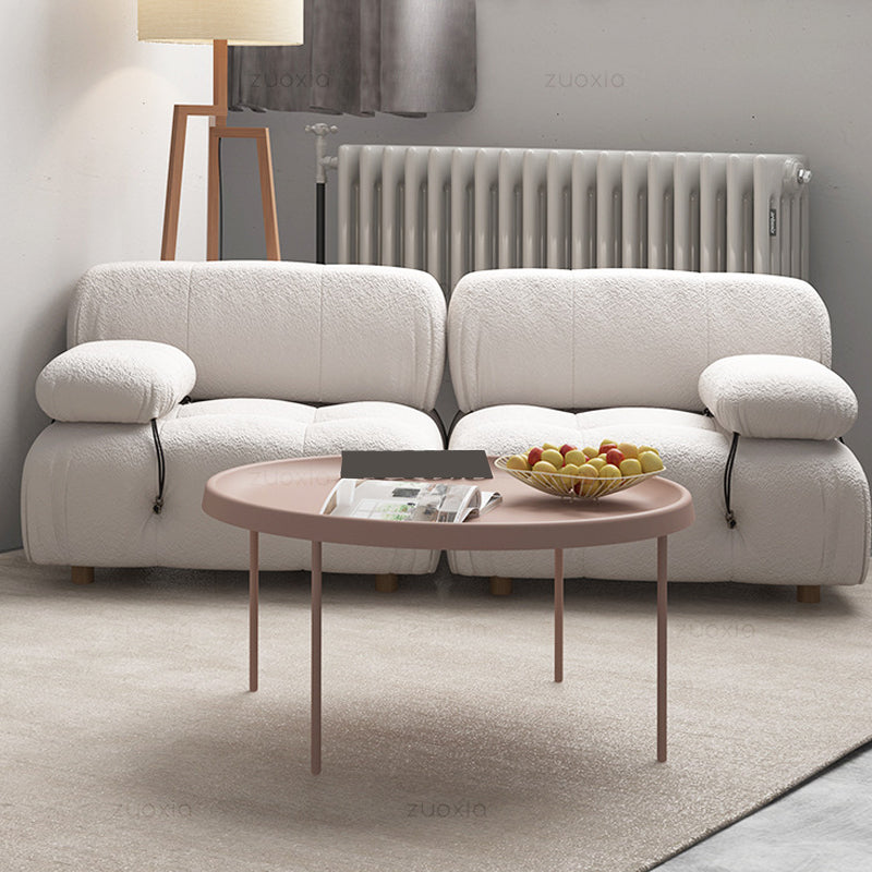 Table basse à plateau rond en acier moderne du milieu du siècle, table de cocktail à 4 pieds