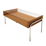 Contemporary Glass Top Coffee Table in Rectangle with 1 Shelf and 4 Legs