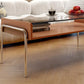 Contemporary Glass Top Coffee Table in Rectangle with 1 Shelf and 4 Legs