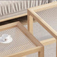 Contemporary Rectangle Coffee Table with Glass Top and Pine Wood Base Clearhalo 'Coffee & Accent Tables' 'Coffee Tables' 'coffee_tables' 'furn' 'furn_coffee_tables' 'Furniture' 'Living Room Furniture' 6376689