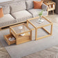 Contemporary Rectangle Coffee Table with Glass Top and Pine Wood Base Clearhalo 'Coffee & Accent Tables' 'Coffee Tables' 'coffee_tables' 'furn' 'furn_coffee_tables' 'Furniture' 'Living Room Furniture' 6376693