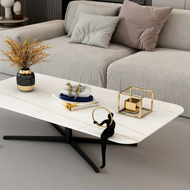 Table basse abstraite Rectangle Slate / Marble Top Cake Cocktail Table