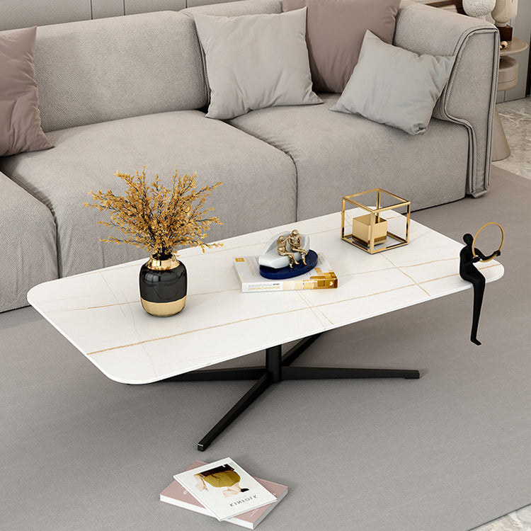 Table basse abstraite Rectangle Slate / Marble Top Cake Cocktail Table