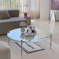 Contemporary Round Coffee Table with Glass Top and Steel Legs in Clear Clearhalo 'Coffee & Accent Tables' 'Coffee Tables' 'coffee_tables' 'furn' 'furn_coffee_tables' 'Furniture' 'Living Room Furniture' 6376714