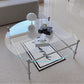 Contemporary Round Coffee Table with Glass Top and Steel Legs in Clear Clearhalo 'Coffee & Accent Tables' 'Coffee Tables' 'coffee_tables' 'furn' 'furn_coffee_tables' 'Furniture' 'Living Room Furniture' 6376715