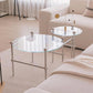 Contemporary Round Coffee Table with Glass Top and Steel Legs in Clear Clearhalo 'Coffee & Accent Tables' 'Coffee Tables' 'coffee_tables' 'furn' 'furn_coffee_tables' 'Furniture' 'Living Room Furniture' 6376717